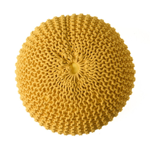 Bordeaux - Knitted Cotton Round Pouf Ottoman, Floor Cushion