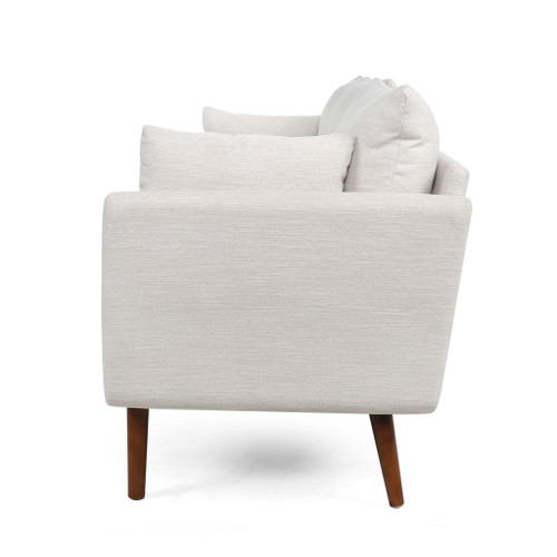 Diaphanous - Upholstered 3 Seater Sofa With 2 Accent Pillows And Wood Legs