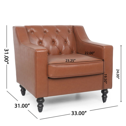 Contemporary Club Chair With Button Tufting And Birch Wood Legs