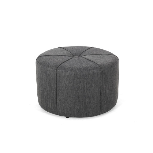Contemporary Ottoman With Tonal Piping And Button Tuft Design