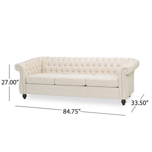 Chesterfield Style 3 Seater Sofa With Deep Button Tufting