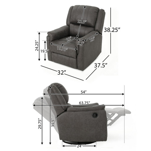 Contemporary Glider Recliner With Swivel Function