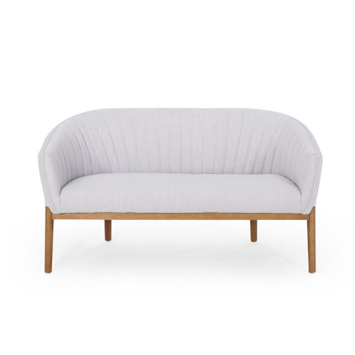 Mid Century Modern Loveseat With Channel Stitched Backrest