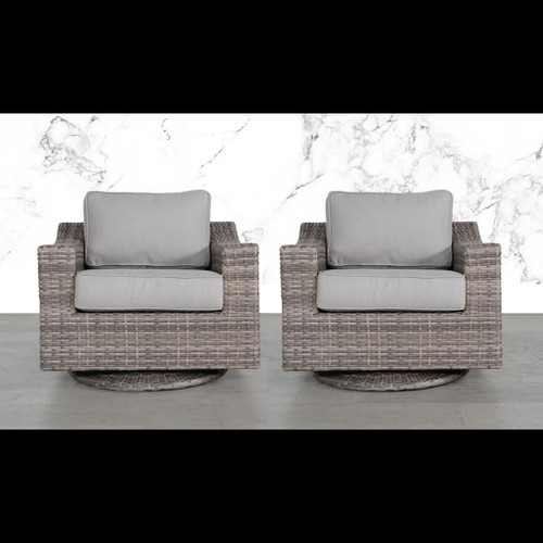 Elegant Swivel Patio Chair With Luxurious Cushions Perfect For Outdoor Relaxation (Set of 2) - Gray Mix