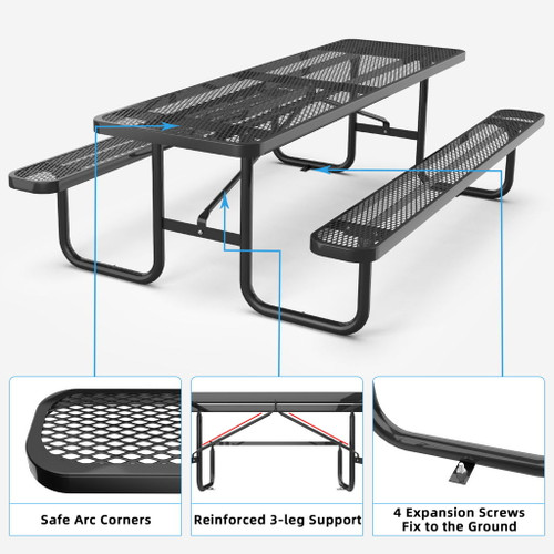 Expanded Metal Rectangular Picnic Table