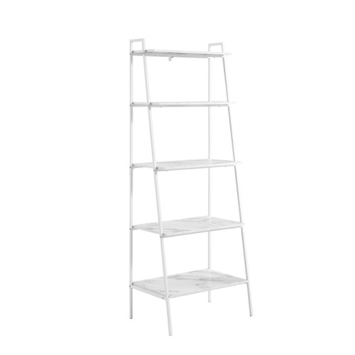 Modern Ladder Bookshelf - White / White