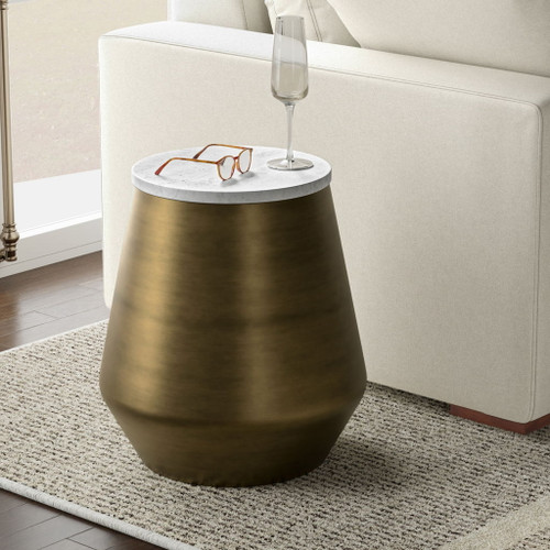 Benning - Side Table - Antique Brass / White