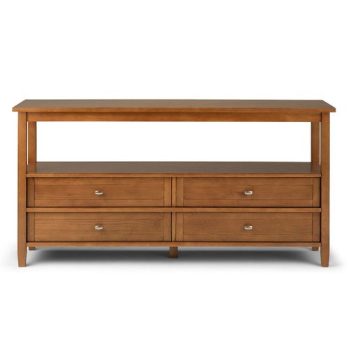 Warm Shaker - Wide Console Sofa Table - Light Golden Brown