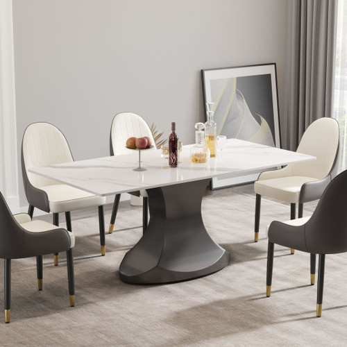 Modern Stone Panel Stainless Steel Curved Legs, Can Accommodate 6 - 8 People