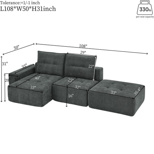 Modular Sectional Sofa Couch, L Shaped Sofa, Convertible Couches