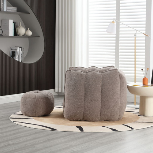 Soft Bean Bag Chair With High Resilient Foam (Chips) - Coffee