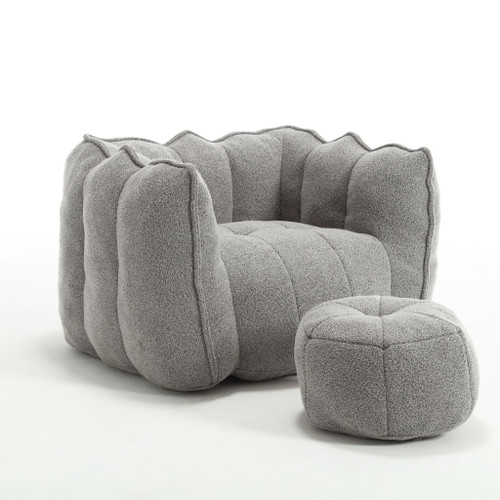 Soft Bean Bag Chair With High Resilient Foam (Chips) - Gray