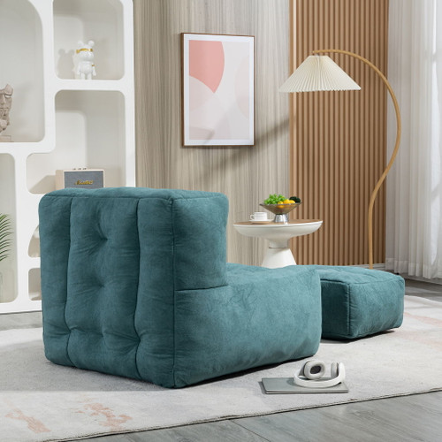 Modern Indoor Fluffy Bean Bag Chair With Memory Foam And Ottoman, Super Soft