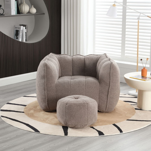 Soft Chenille Bean Bag Chair With High Resilient Foam