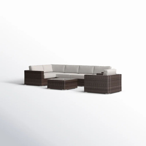 Wicker Seating Group Set With Table And Cushions