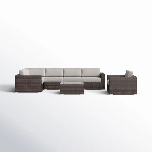 Wicker Seating Group Set With Table And Cushions