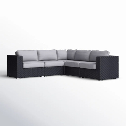 Luxurious Wicker Patio Sectional With Weather Resistant Sunbrella Cushions