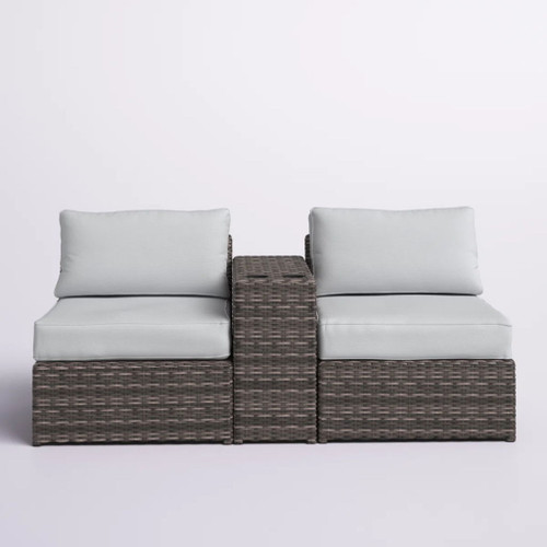 2 Person Wicker Conversation Set With Cushions, Weather Resistant 2 Person Wicker Conversation Set With Cushions, Weather Resistant