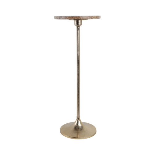 27" x 10" Marble Top Drink Table - Tan / Gold