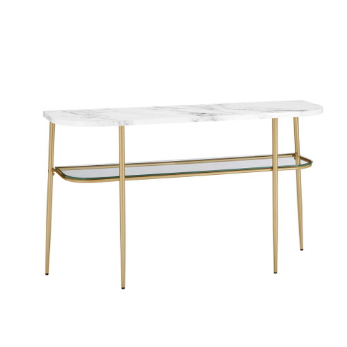 Modern Minimal Curved Entry Table - Gray / Gold