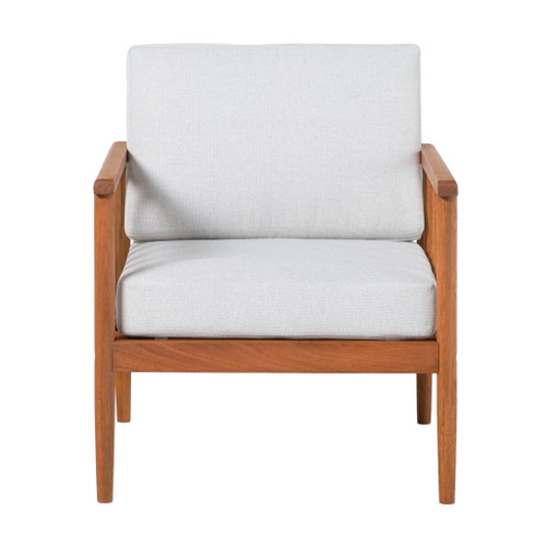 Contemporary Cushioned Eucalyptus Wood Patio Accent Chair
