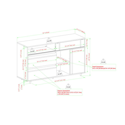 Contemporary Detailed Door Sideboard With Open Storage