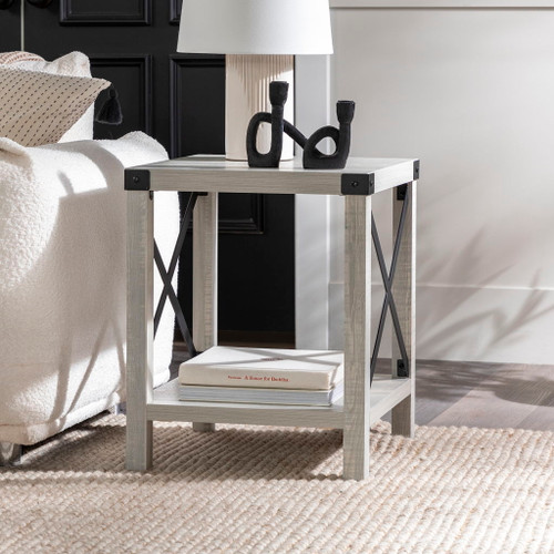 Farmhouse Metal X Table With Lower Shelf