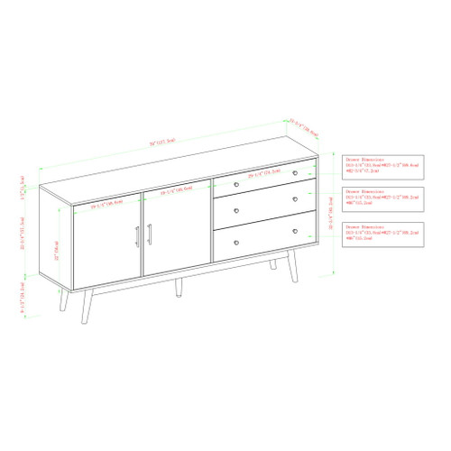 Mid-Century Modern Minimalist 2 Door Sideboard