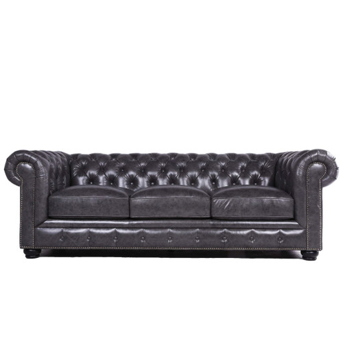 Traditional Tufted Leather Chesterfield Nailhead Sofa Traditional Tufted Leather Chesterfield Nailhead Sofa