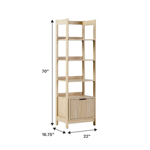Transitional Narrow Bookshelf With Drawer On Bottom