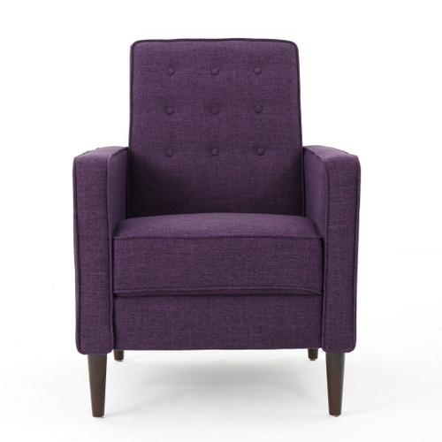 Mid-Century Modern Recliner With Button Tufted Waffle Stitch