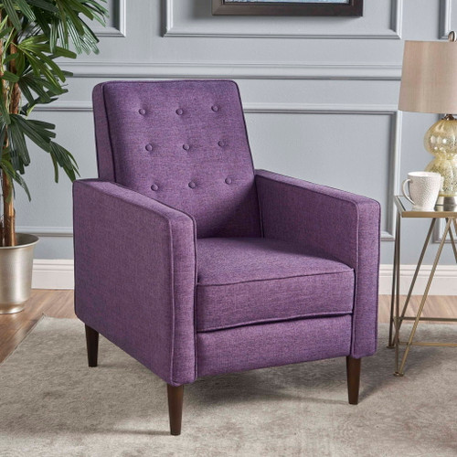 Mid-Century Modern Recliner With Button Tufted Waffle Stitch