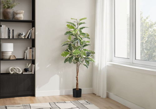 52" Tall, Artificial Plant, Rubber Tree, Indoor, Fake, Floor, Greenery, Potted, Real Touch, Decorative - Green / Black 52" Tall, Artificial Plant, Rubber Tree, Indoor, Fake, Floor, Greenery, Potted, Real Touch, Decorative - Green / Black