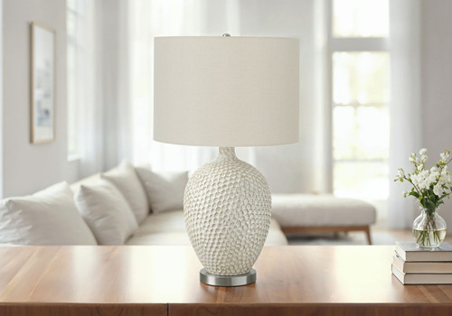 Lighting, Table Lamp, Ceramic, Contemporary - Cream