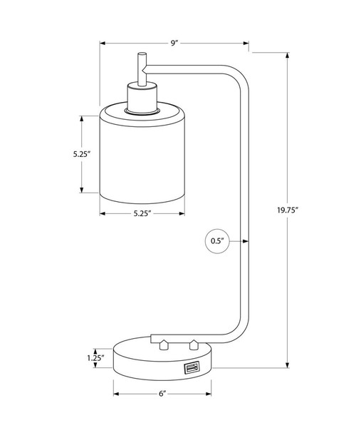 Lighting, Table Lamp, USB Port Included, Glass Shade, Modern - Black