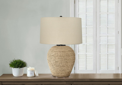 Lighting, Table Lamp, Rattan, Resin, Transitional - Beige