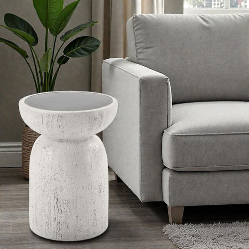 Dylana - Natural Fiber Concrete Accent Table - Gray