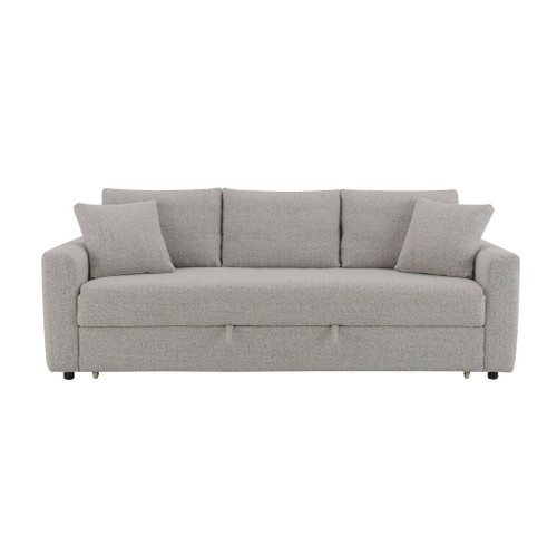 Connie - Boucle Sleeper Sectional Sofa With 2 Toss Pillows - Beige