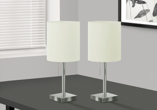 Lighting, Table Lamp, USB Port Included, Nickel, Contemporary (Set of 2)
