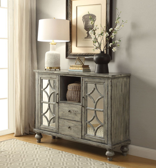 Velika - Weathered Console Table With 1 Open Compartment Storage - Gray Velika - Weathered Console Table With 1 Open Compartment Storage - Gray