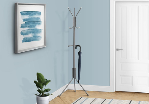Coat Rack, Hall Tree, Free Standing, Hanging Bar, 6 Hooks, Entryway, Contemporary & Modern Coat Rack, Hall Tree, Free Standing, Hanging Bar, 6 Hooks, Entryway, Contemporary & Modern