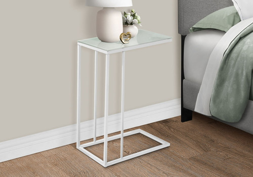 Accent Table, C - Shaped, Tempered Glass, Stylish Design Contemporary & Modern