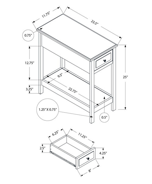 Accent End Table, 2 Tier, Storage Drawer, Transitional - Walnut