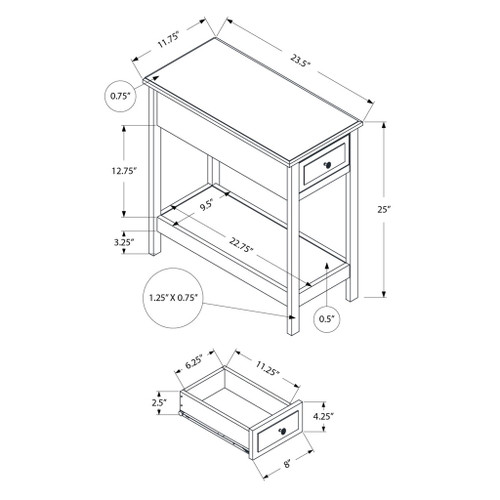 Accent End Table, 2 Tier, Storage Drawer, Transitional - Walnut