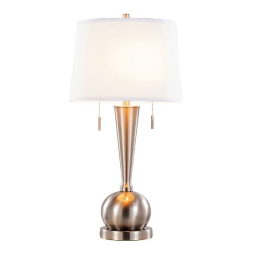 Jules - Contemporary Table Lamp Built In USB Port (Set of 2) - Nickel / White