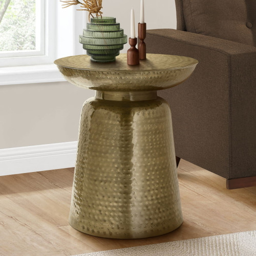 Drum Accent Side Table, Hammered Texture
