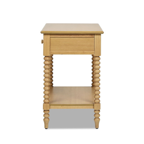 Easton - Modern Farmhouse Turned 1 Drawer Storage Side Table With Shelf - Natural Brown