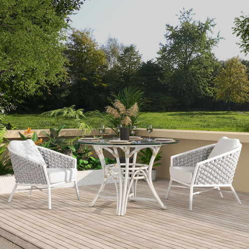 Rowan - Rope Barrel Back Patio Accent Arm Chair (Set of 2) - Optic White Rowan - Rope Barrel Back Patio Accent Arm Chair (Set of 2) - Optic White