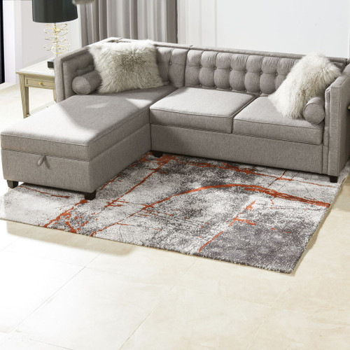 Quarry - 5.25' X 6.5' Abstract Area Rug - Gray / Orange