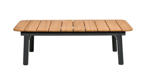 Zara - Dowel Frame Patio Coffee Table With Teak Top - Black / Natural / Teak